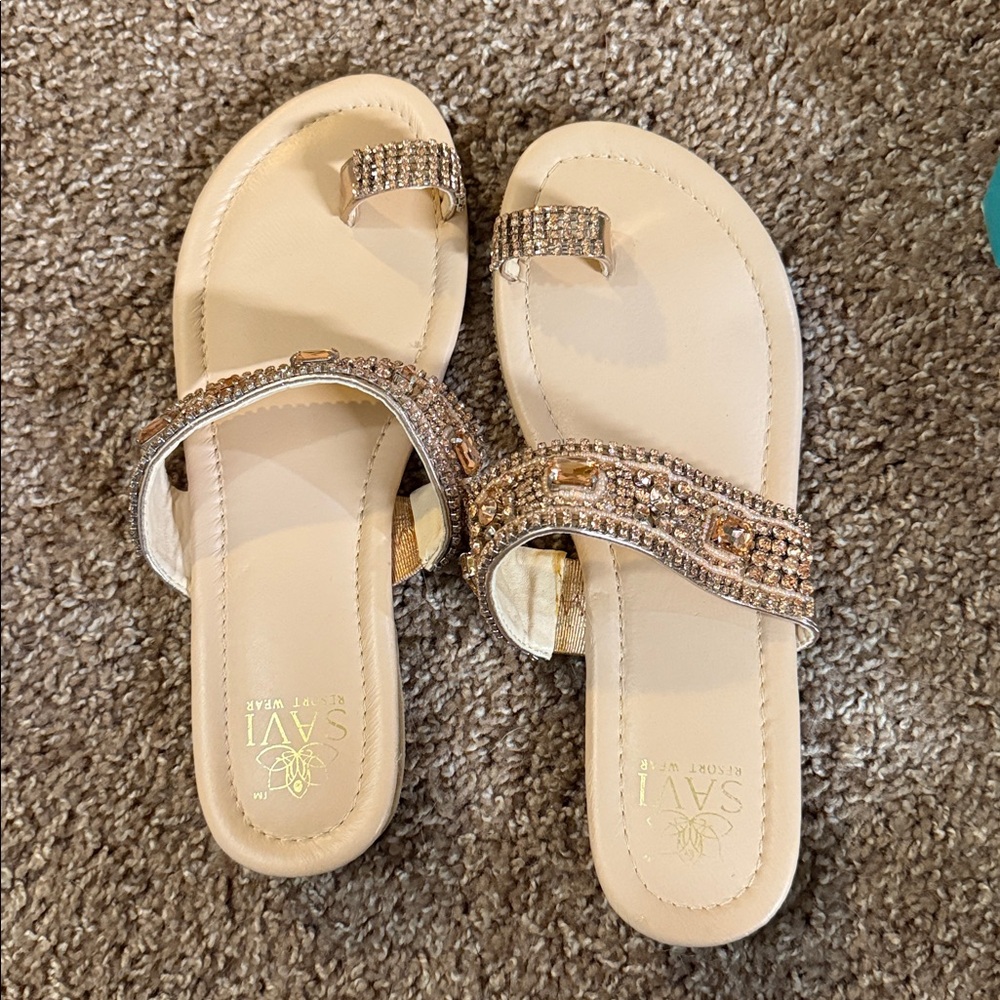 Savi Sandals with Rhinestone Straps